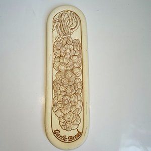 Vintage 1993 Lyn Ulick Art Studio Pottery Garlic Bread Baguette Warmer Stone 12”